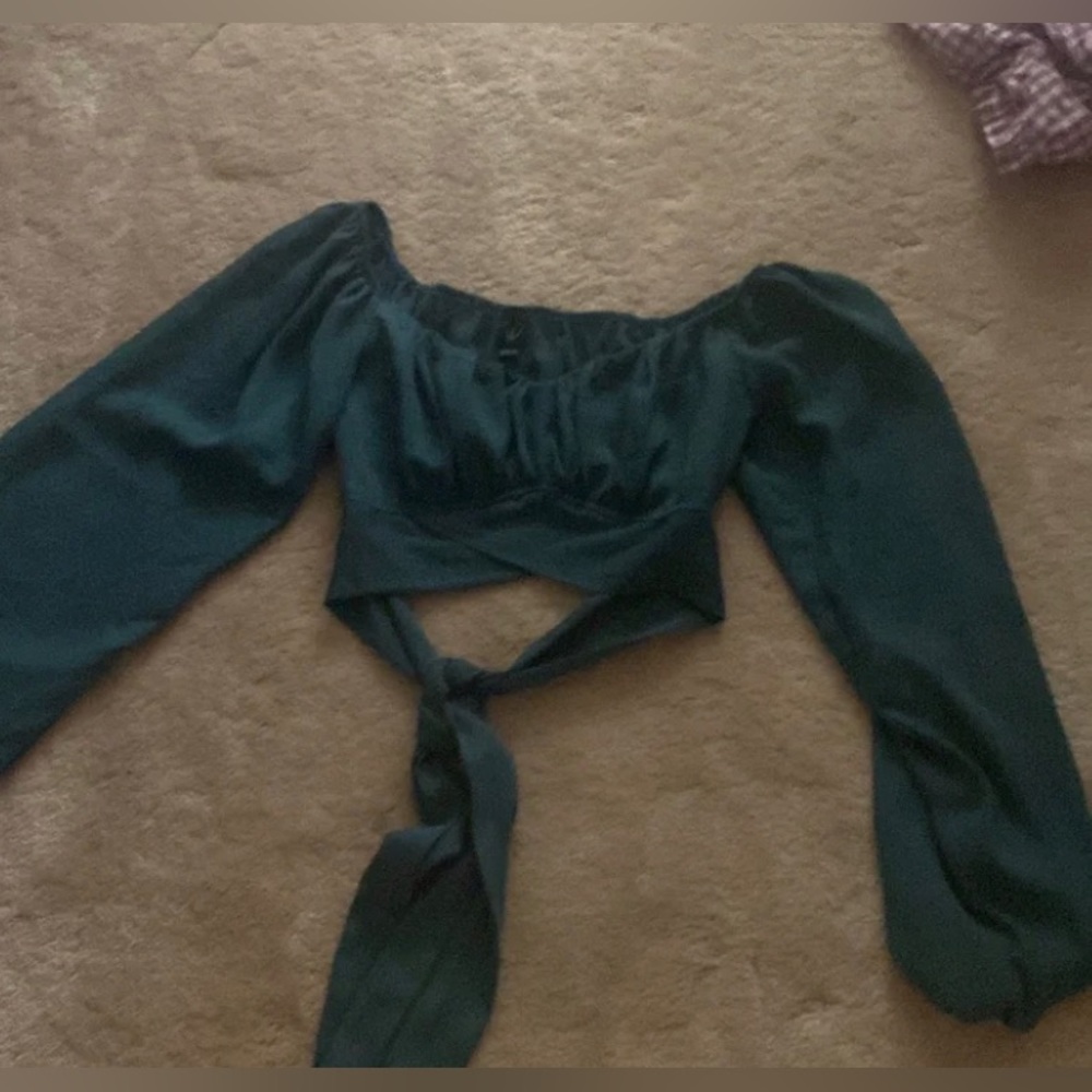 green wrap crop top